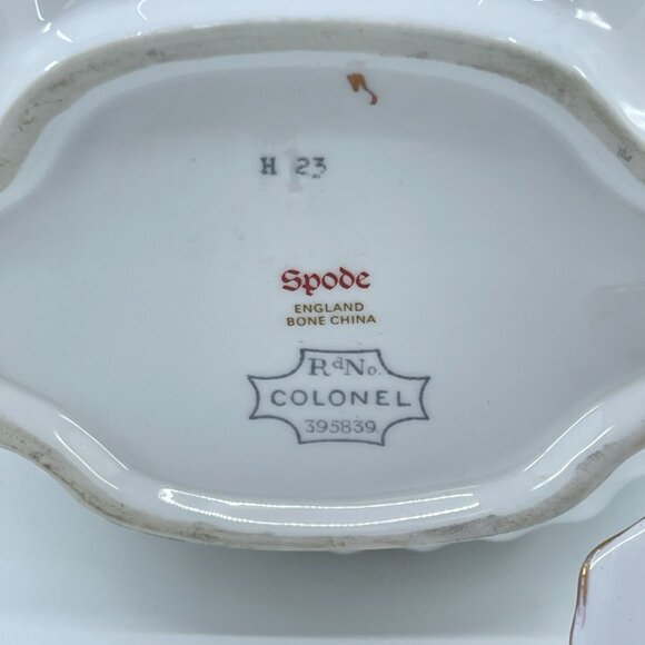 spode colonel gray bone china tea coffee pot floral garland gold trim - Picture 7 of 8